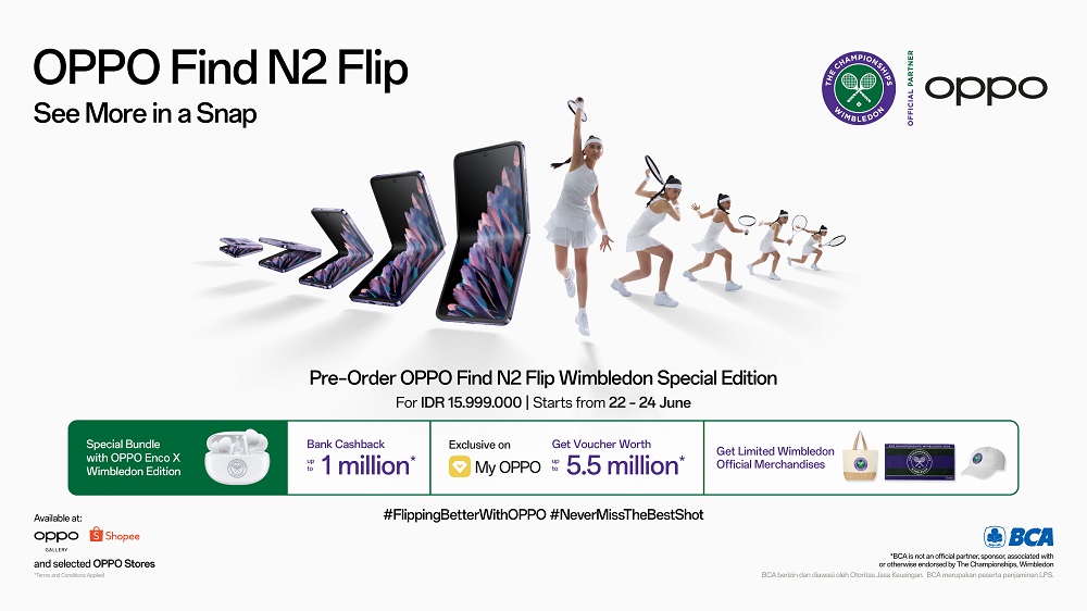 OPPO Hadirkan Euforia Wimbledon 2023 di Indonesia, Luncurkan Find N2 Flip dan Enco X Wimbledon Special Edition